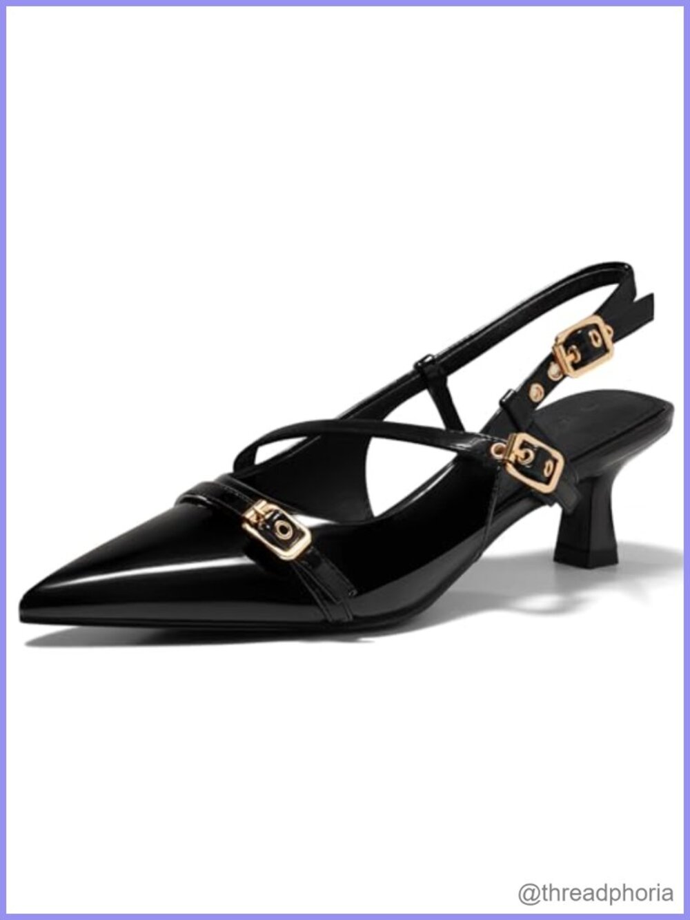 Coutgo Women's Slingback Kitten Heel Pointed Toe Pumps